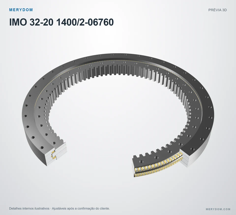 Prévia do modelo 3D do rolamento de giro de substituição MERYDOM para IMO 32-20 1400/2-06760.