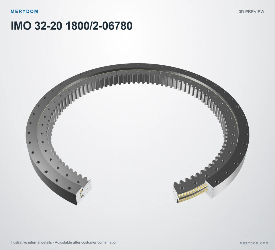 3D model preview of the MERYDOM replacement slewing bearing for IMO 32-20 1800/2-06780.