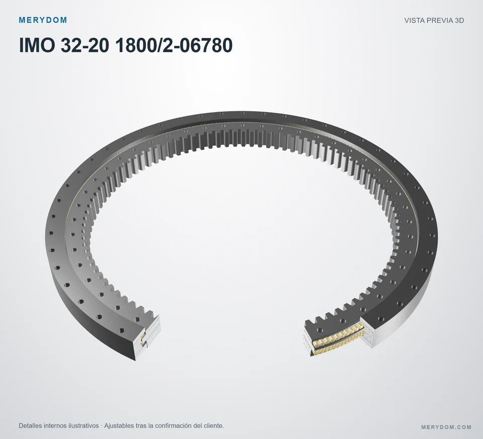 Vista previa del modelo 3D de la corona de giro de sustitución MERYDOM para IMO 32-20 1800/2-06780.