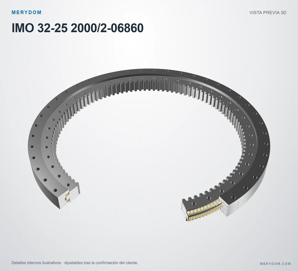 Vista previa del modelo 3D de la corona de giro de sustitución MERYDOM para IMO 32-25 2000/2-06860.