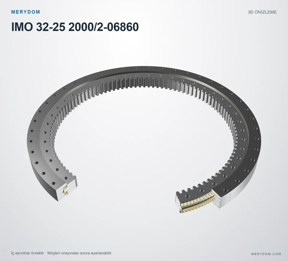 IMO 32-25 2000/2-06860 için MERYDOM muadil döner tabla rulmanının 3D model önizlemesi.