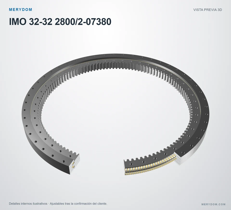 Vista previa del modelo 3D de la corona de giro de sustitución MERYDOM para IMO 32-32 2800/2-07380.