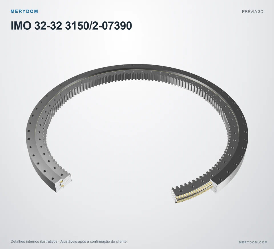 Prévia do modelo 3D do rolamento de giro de substituição MERYDOM para IMO 32-32 3150/2-07390.