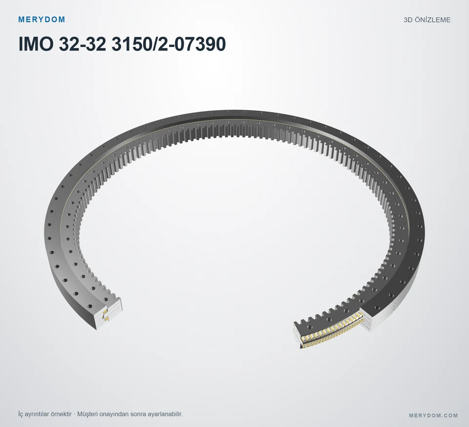 IMO 32-32 3150/2-07390 için MERYDOM muadil döner tabla rulmanının 3D model önizlemesi.