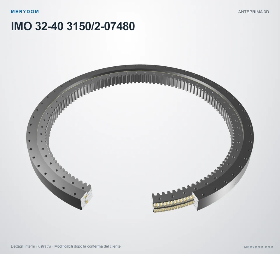 Anteprima del modello 3D del cuscinetto di rotazione sostitutivo MERYDOM per IMO 32-40 3150/2-07480.