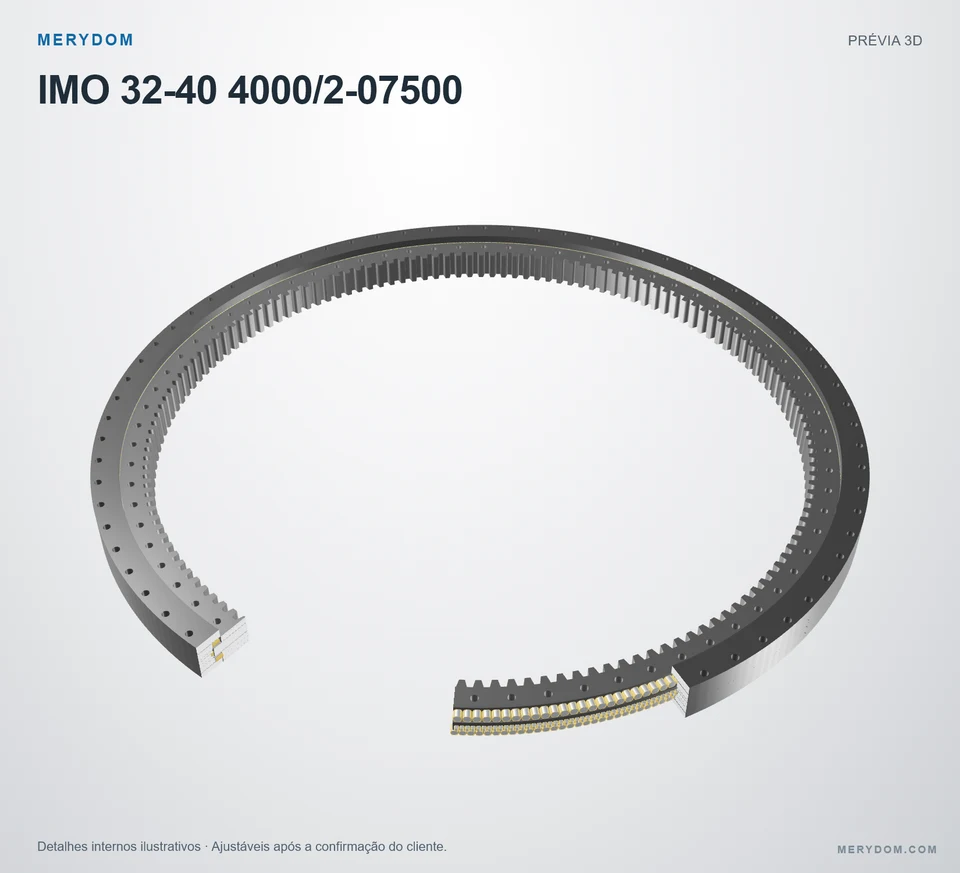 Prévia do modelo 3D do rolamento de giro de substituição MERYDOM para IMO 32-40 4000/2-07500.