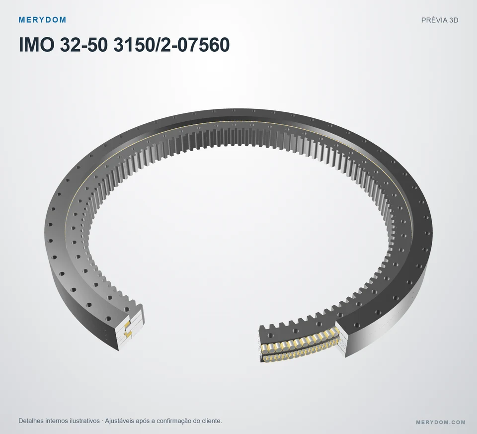 Prévia do modelo 3D do rolamento de giro de substituição MERYDOM para IMO 32-50 3150/2-07560.