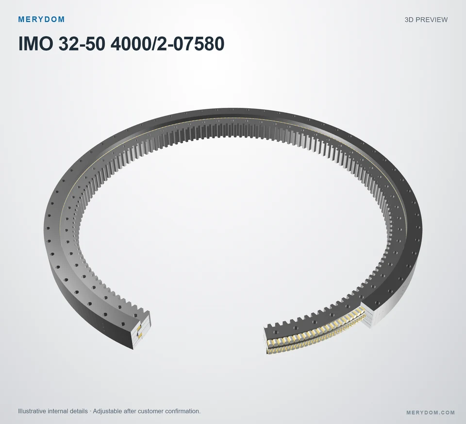 3D model preview of the MERYDOM replacement slewing bearing for IMO 32-50 4000/2-07580.