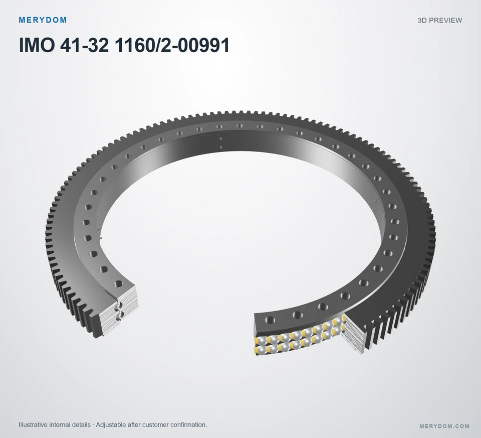 3D model preview of the MERYDOM replacement slewing bearing for IMO 41-32 1160/2-00991.