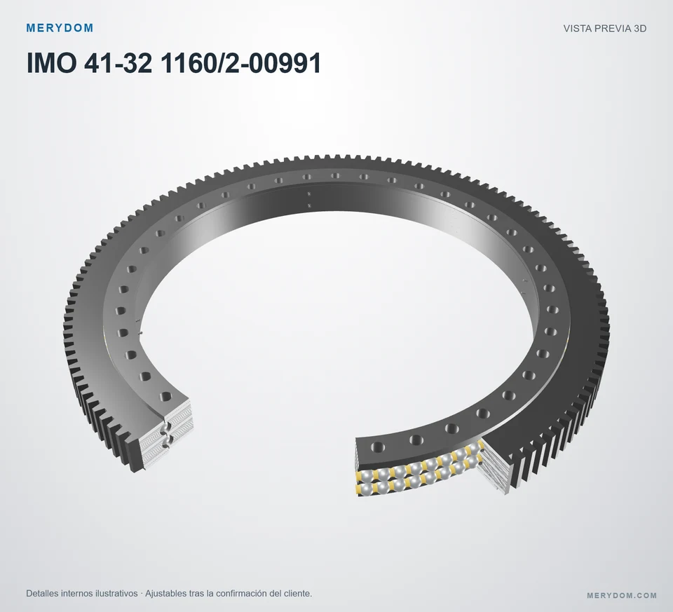 Vista previa del modelo 3D de la corona de giro de sustitución MERYDOM para IMO 41-32 1160/2-00991.