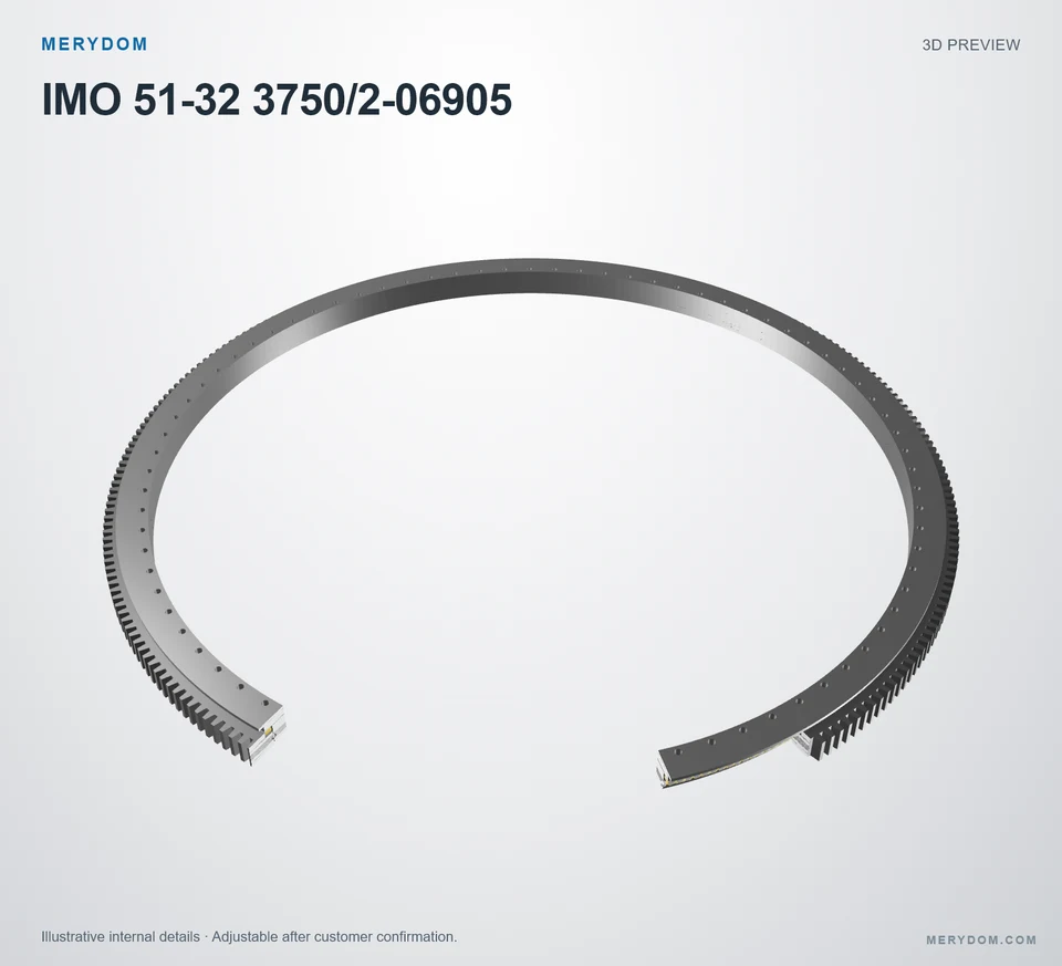3D model preview of the MERYDOM replacement slewing bearing for IMO 51-32 3750/2-06905.