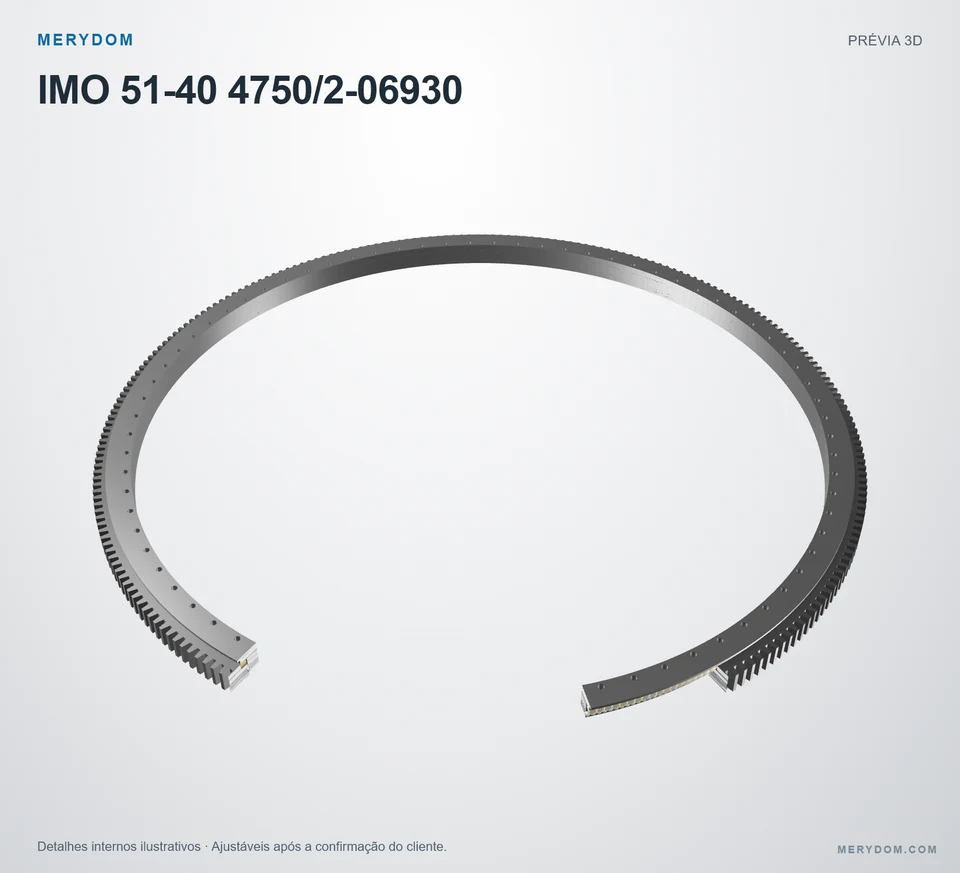 Prévia do modelo 3D do rolamento de giro de substituição MERYDOM para IMO 51-40 4750/2-06930.