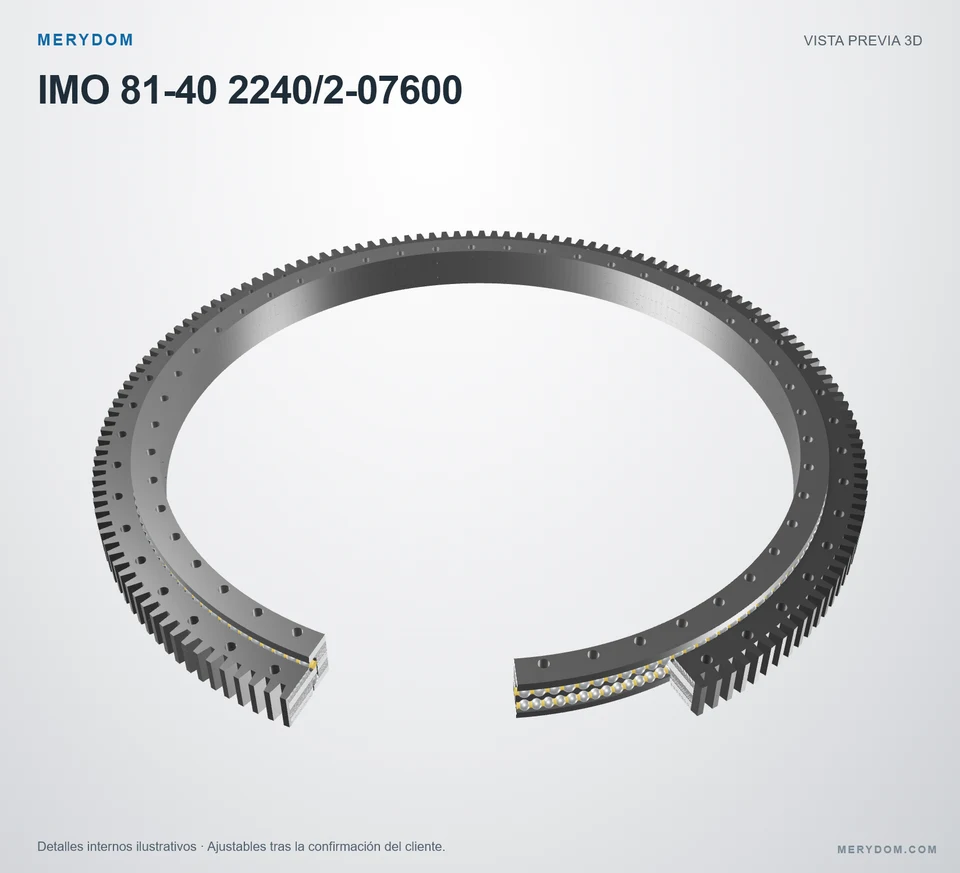 Vista previa del modelo 3D de la corona de giro de sustitución MERYDOM para IMO 81-40 2240/2-07600.