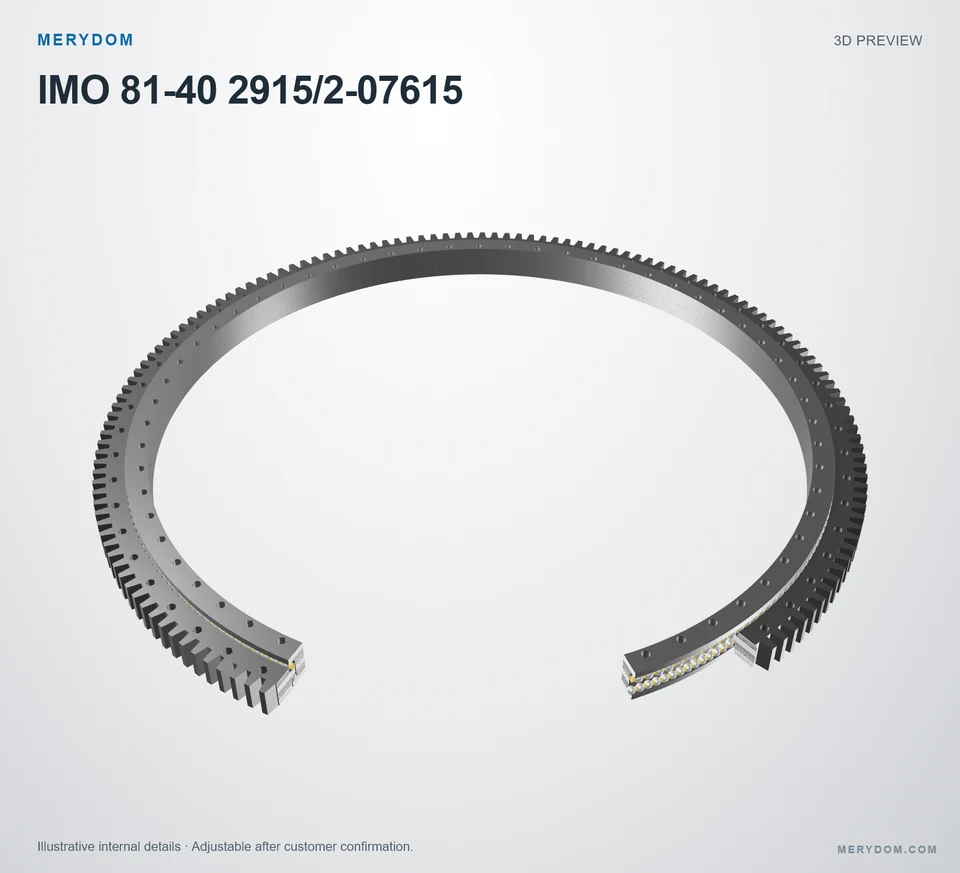 3D model preview of the MERYDOM replacement slewing bearing for IMO 81-40 2915/2-07615.