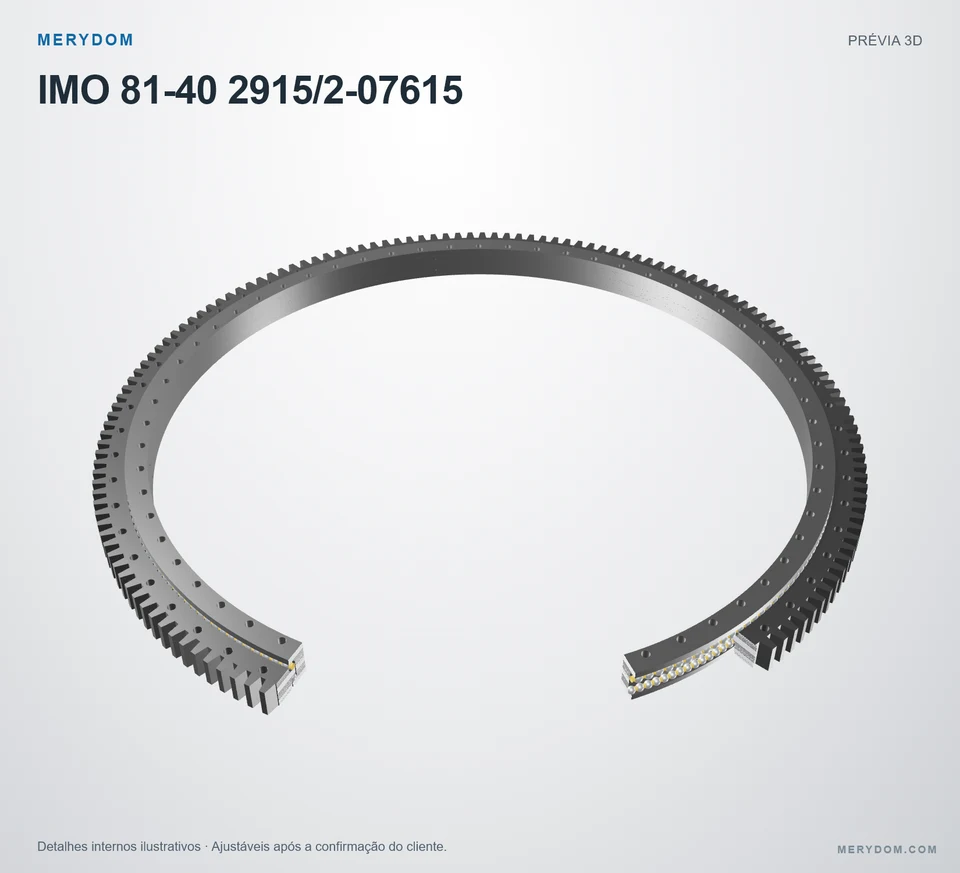 Prévia do modelo 3D do rolamento de giro de substituição MERYDOM para IMO 81-40 2915/2-07615.