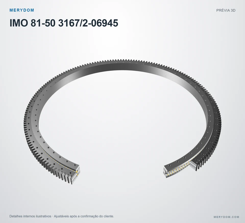 Prévia do modelo 3D do rolamento de giro de substituição MERYDOM para IMO 81-50 3167/2-06945.