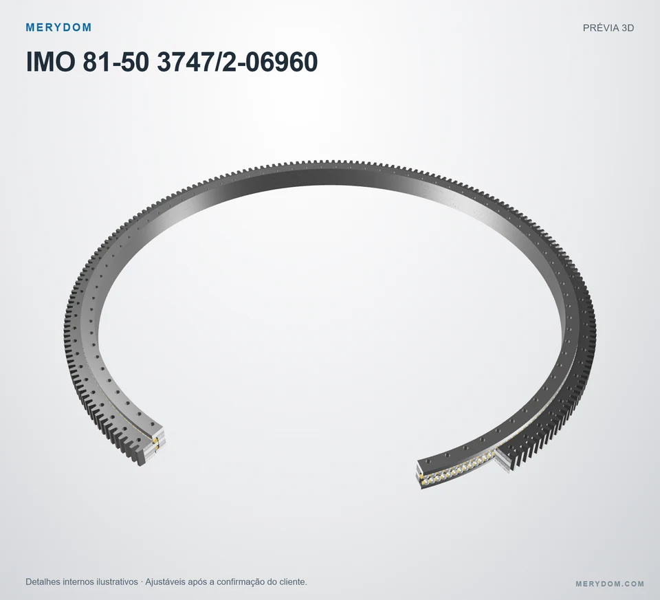Prévia do modelo 3D do rolamento de giro de substituição MERYDOM para IMO 81-50 3747/2-06960.