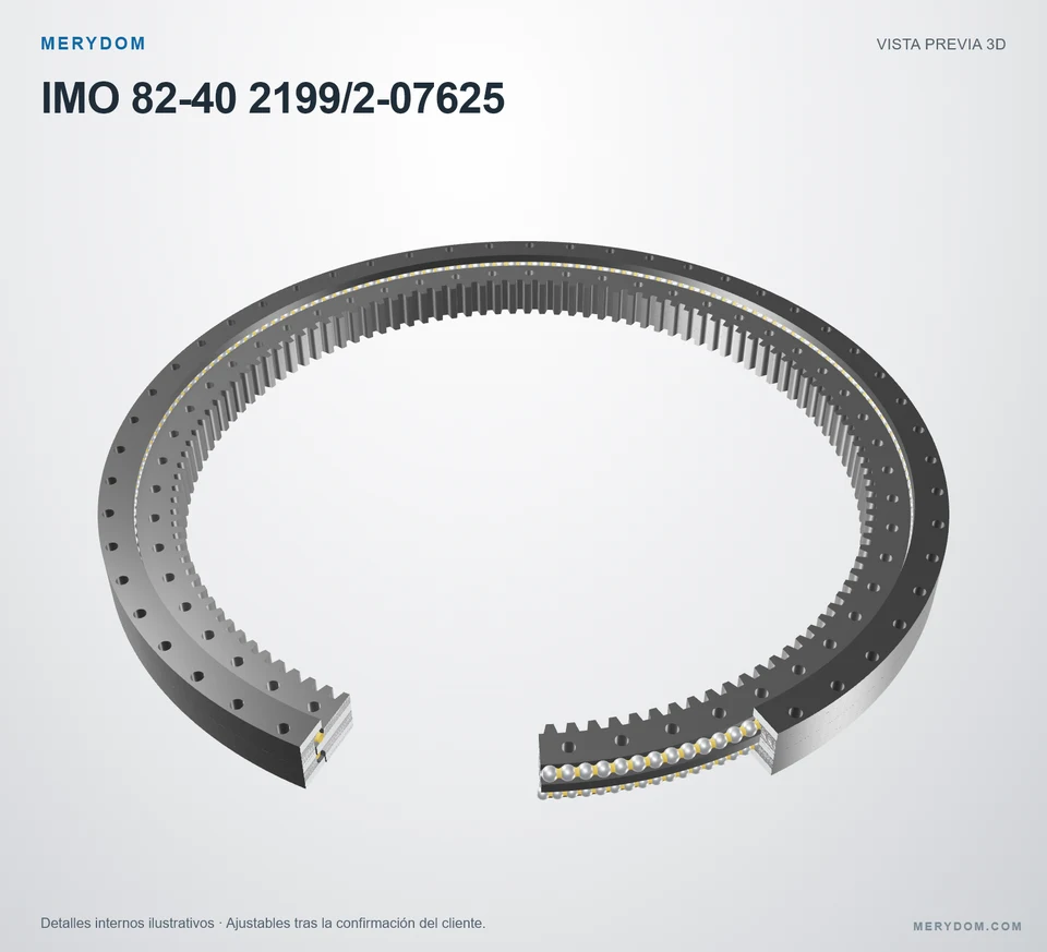 Vista previa del modelo 3D de la corona de giro de sustitución MERYDOM para IMO 82-40 2199/2-07625.