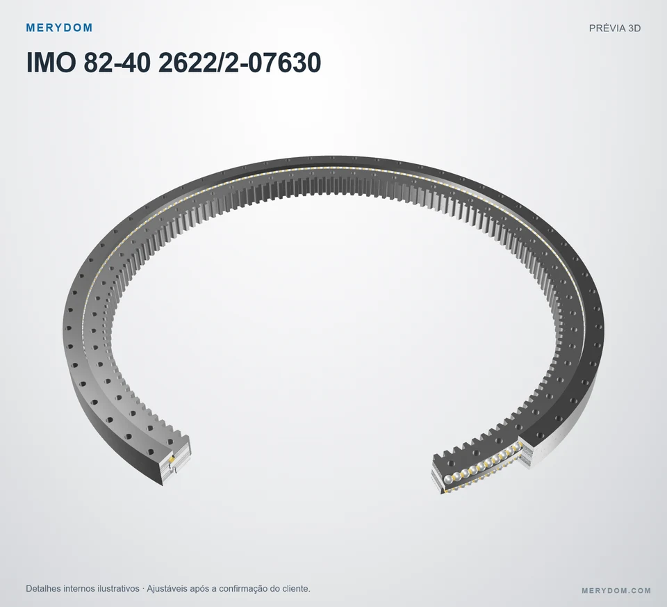 Prévia do modelo 3D do rolamento de giro de substituição MERYDOM para IMO 82-40 2622/2-07630.
