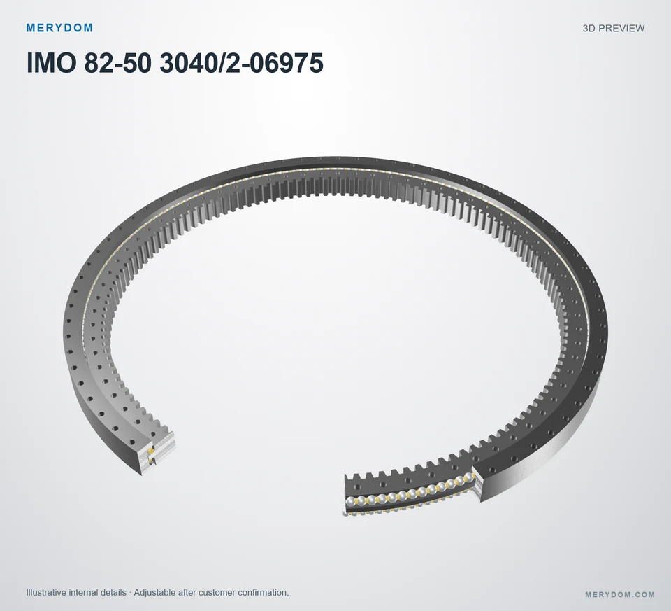 3D model preview of the MERYDOM replacement slewing bearing for IMO 82-50 3040/2-06975.