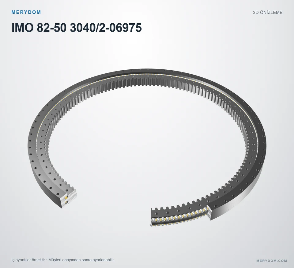 IMO 82-50 3040/2-06975 için MERYDOM muadil döner tabla rulmanının 3D model önizlemesi.