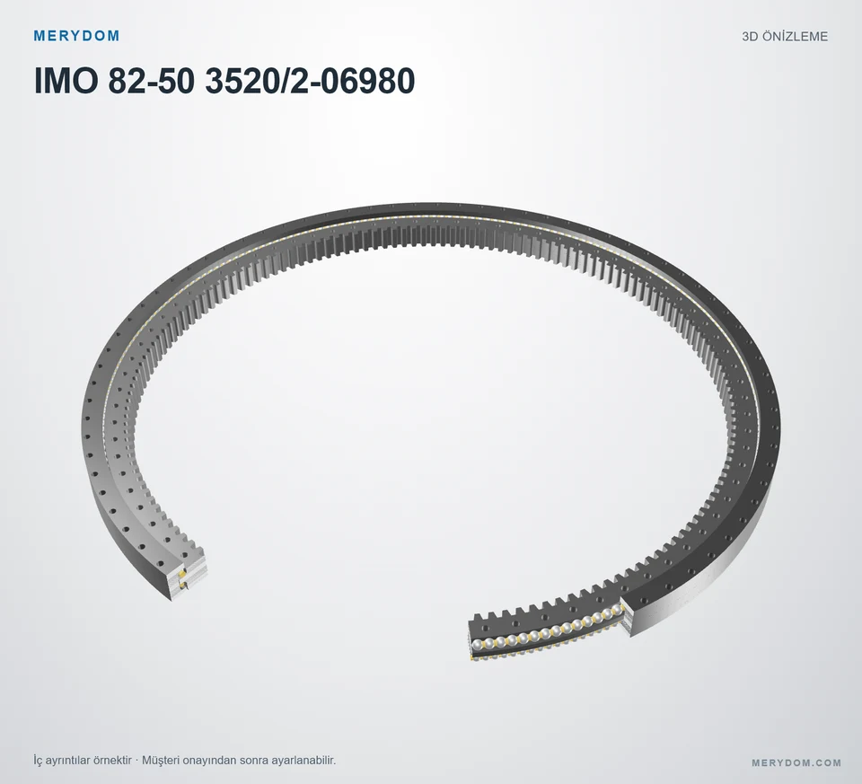 IMO 82-50 3520/2-06980 için MERYDOM muadil döner tabla rulmanının 3D model önizlemesi.