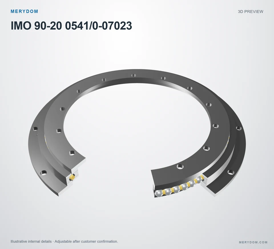 3D model preview of the MERYDOM replacement slewing bearing for IMO 90-20 0541/0-07023.