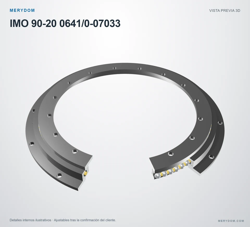 Vista previa del modelo 3D de la corona de giro de sustitución MERYDOM para IMO 90-20 0641/0-07033.
