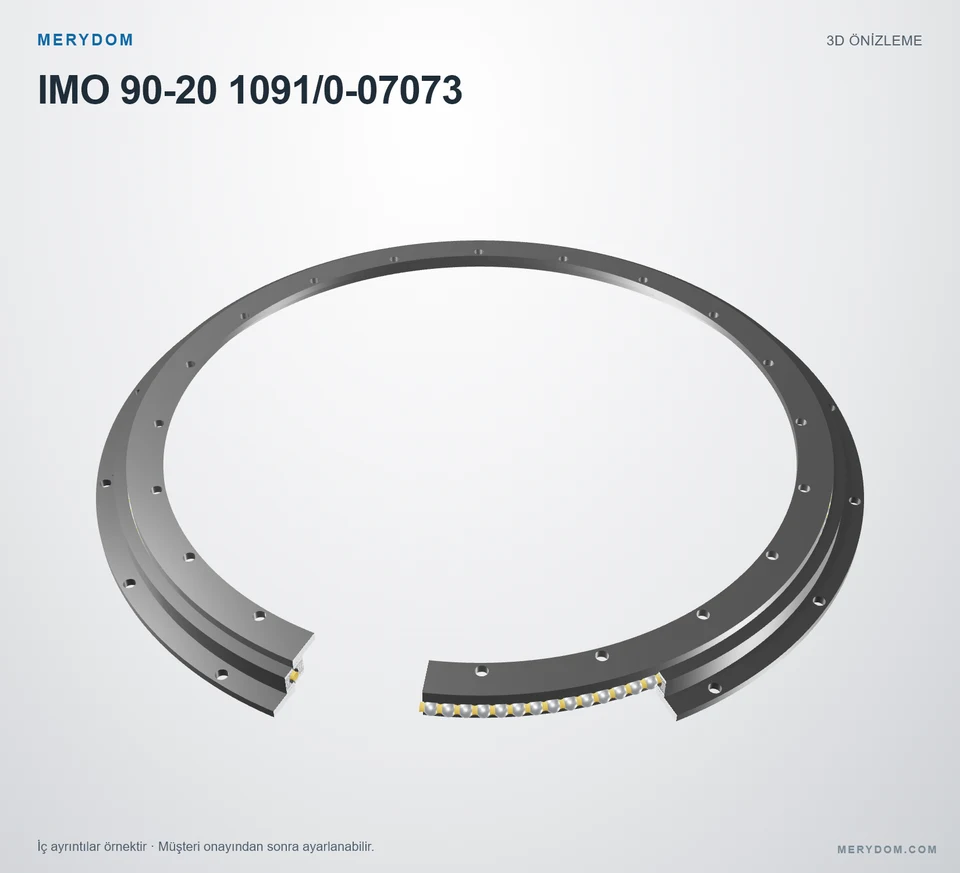 IMO 90-20 1091/0-07073 için MERYDOM muadil döner tabla rulmanının 3D model önizlemesi.
