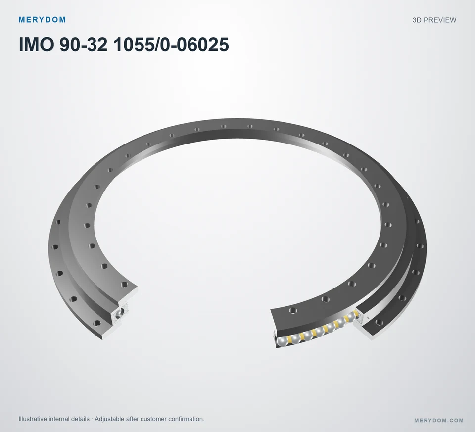 3D model preview of the MERYDOM replacement slewing bearing for IMO 90-32 1055/0-06025.