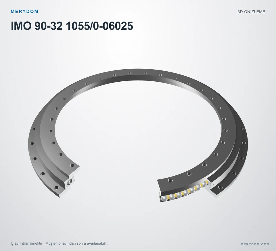 IMO 90-32 1055/0-06025 için MERYDOM muadil döner tabla rulmanının 3D model önizlemesi.