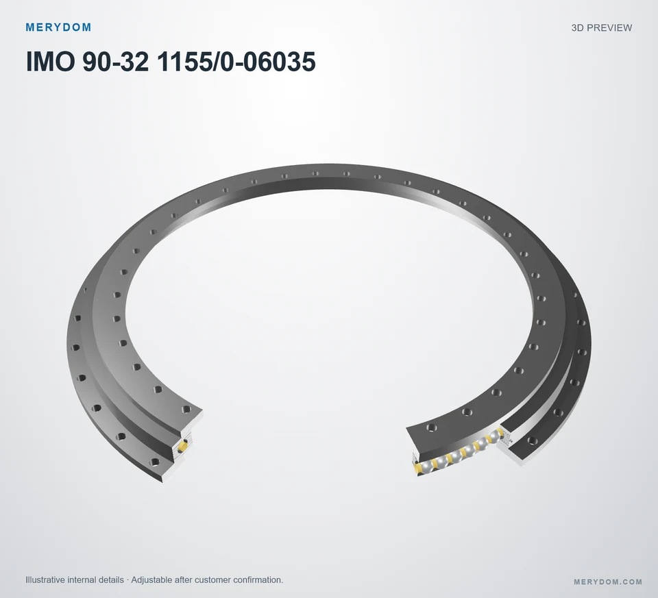 3D model preview of the MERYDOM replacement slewing bearing for IMO 90-32 1155/0-06035.