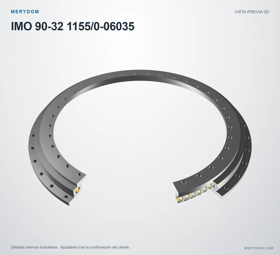 Vista previa del modelo 3D de la corona de giro de sustitución MERYDOM para IMO 90-32 1155/0-06035.