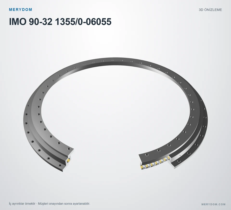 IMO 90-32 1355/0-06055 için MERYDOM muadil döner tabla rulmanının 3D model önizlemesi.