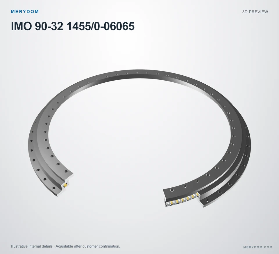 3D model preview of the MERYDOM replacement slewing bearing for IMO 90-32 1455/0-06065.