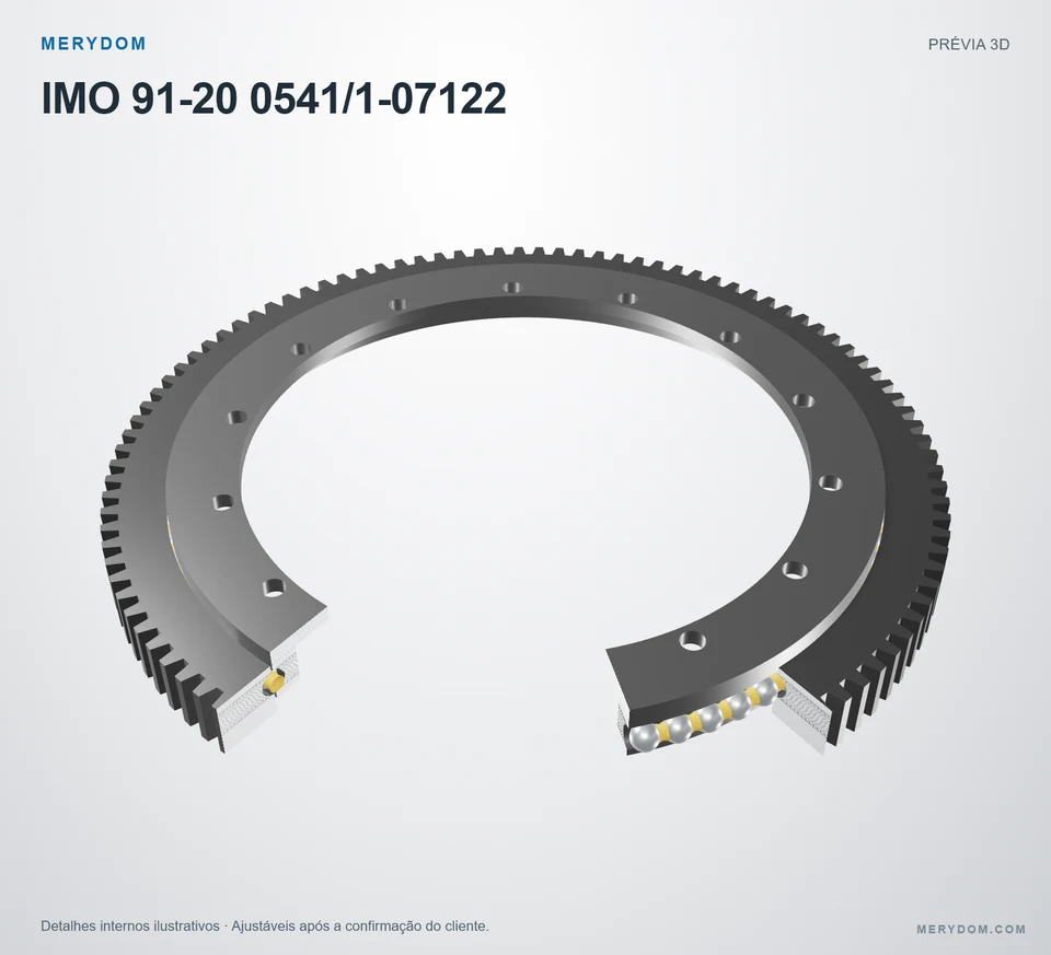 Prévia do modelo 3D do rolamento de giro de substituição MERYDOM para IMO 91-20 0541/1-07122.