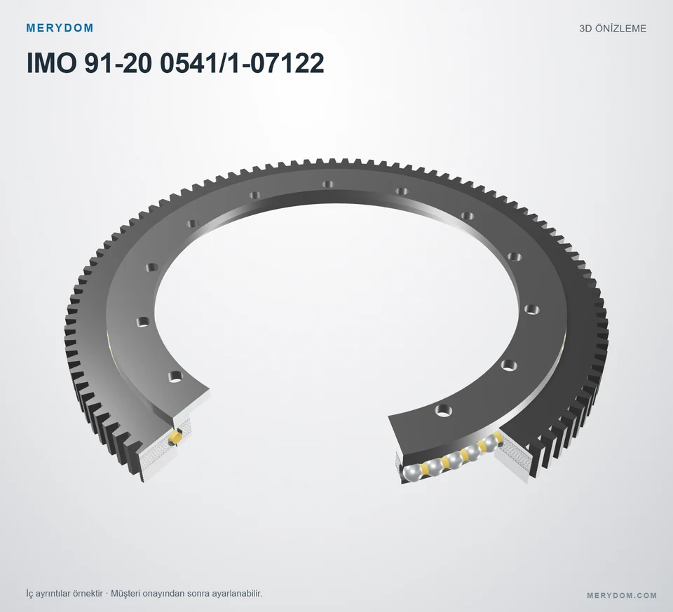 IMO 91-20 0541/1-07122 için MERYDOM muadil döner tabla rulmanının 3D model önizlemesi.