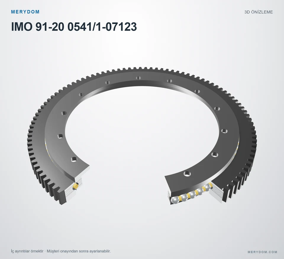 IMO 91-20 0541/1-07123 için MERYDOM muadil döner tabla rulmanının 3D model önizlemesi.