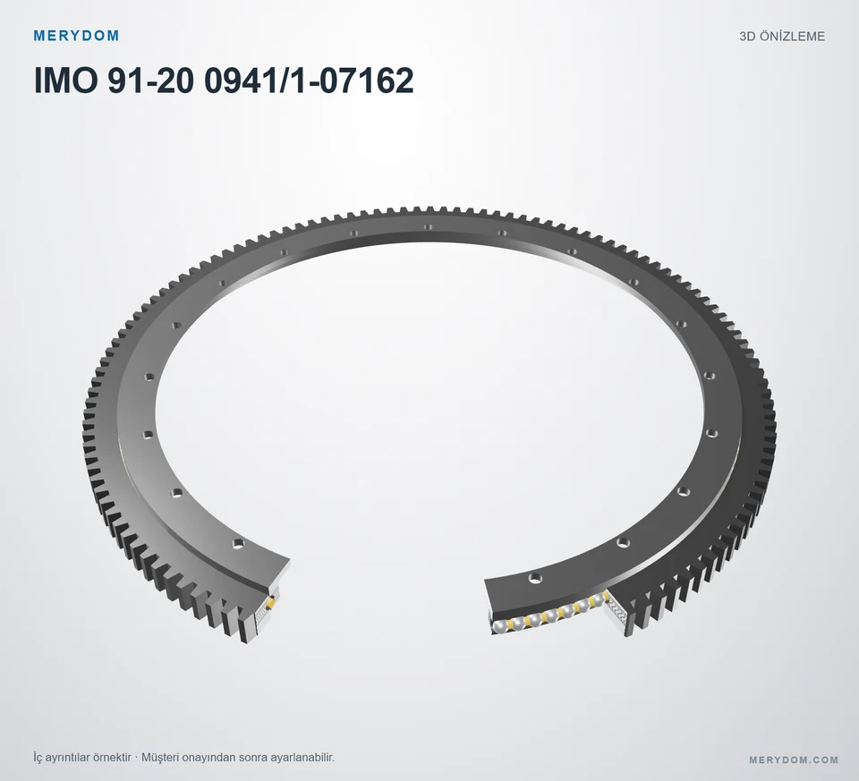 IMO 91-20 0941/1-07162 için MERYDOM muadil döner tabla rulmanının 3D model önizlemesi.