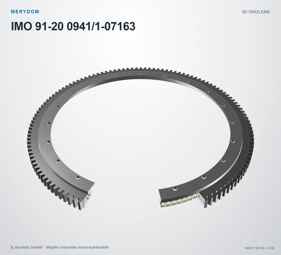 IMO 91-20 0941/1-07163 için MERYDOM muadil döner tabla rulmanının 3D model önizlemesi.