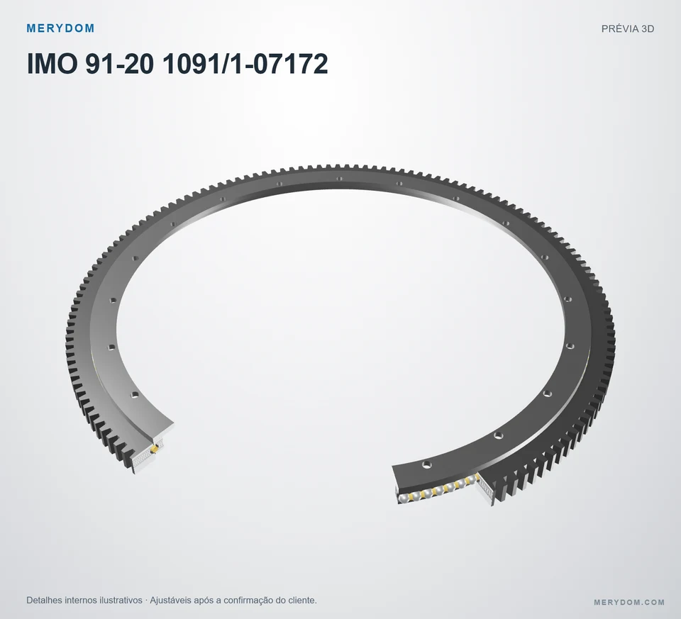 Prévia do modelo 3D do rolamento de giro de substituição MERYDOM para IMO 91-20 1091/1-07172.