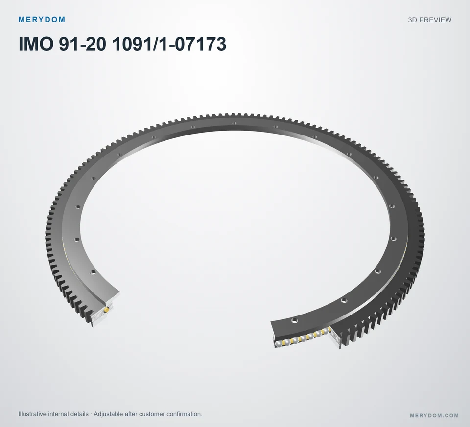 3D model preview of the MERYDOM replacement slewing bearing for IMO 91-20 1091/1-07173.