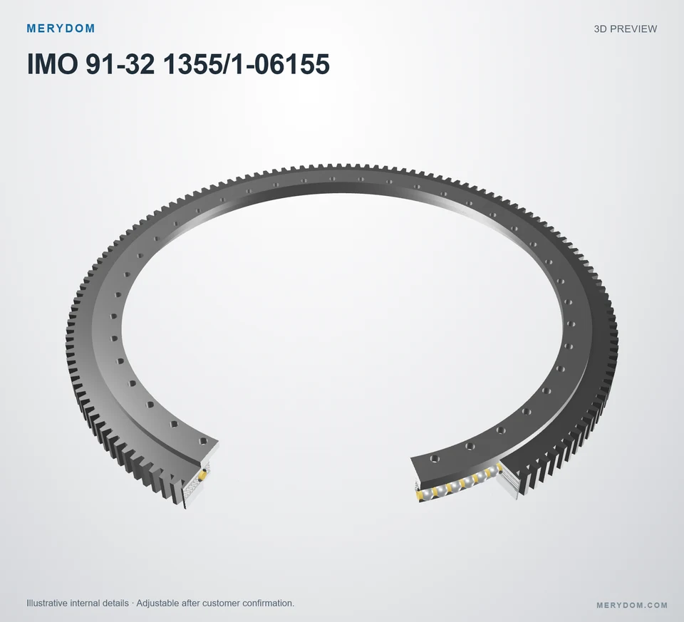 3D model preview of the MERYDOM replacement slewing bearing for IMO 91-32 1355/1-06155.