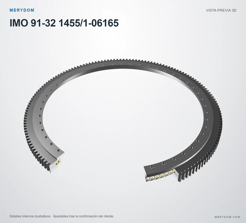 Vista previa del modelo 3D de la corona de giro de sustitución MERYDOM para IMO 91-32 1455/1-06165.