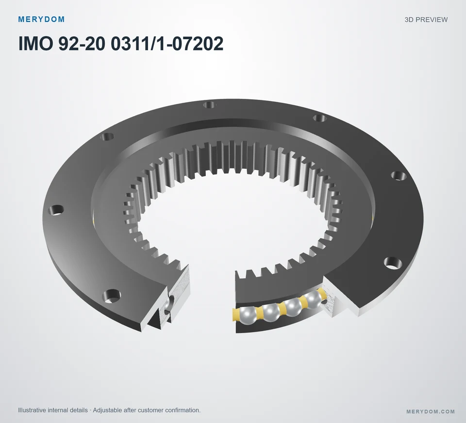 3D model preview of the MERYDOM replacement slewing bearing for IMO 92-20 0311/1-07202.