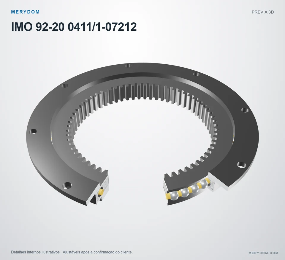 Prévia do modelo 3D do rolamento de giro de substituição MERYDOM para IMO 92-20 0411/1-07212.