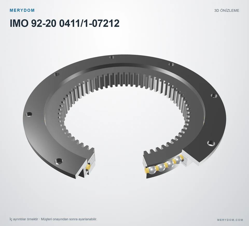 IMO 92-20 0411/1-07212 için MERYDOM muadil döner tabla rulmanının 3D model önizlemesi.