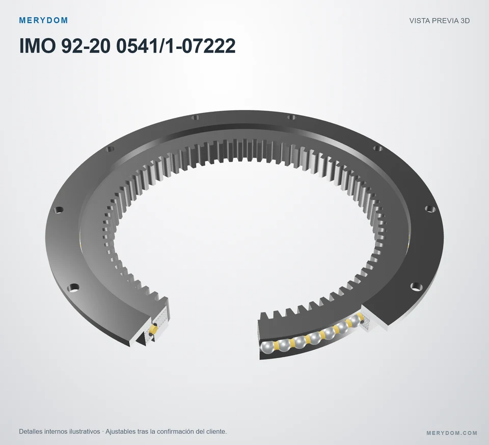 Vista previa del modelo 3D de la corona de giro de sustitución MERYDOM para IMO 92-20 0541/1-07222.