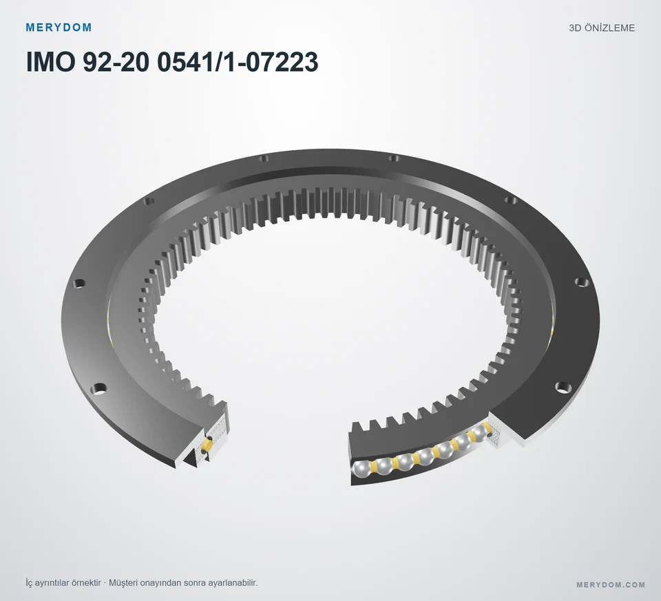 IMO 92-20 0541/1-07223 için MERYDOM muadil döner tabla rulmanının 3D model önizlemesi.