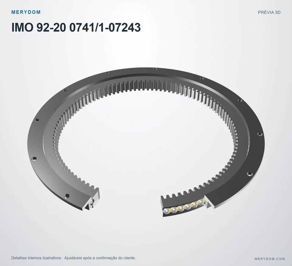 Prévia do modelo 3D do rolamento de giro de substituição MERYDOM para IMO 92-20 0741/1-07243.